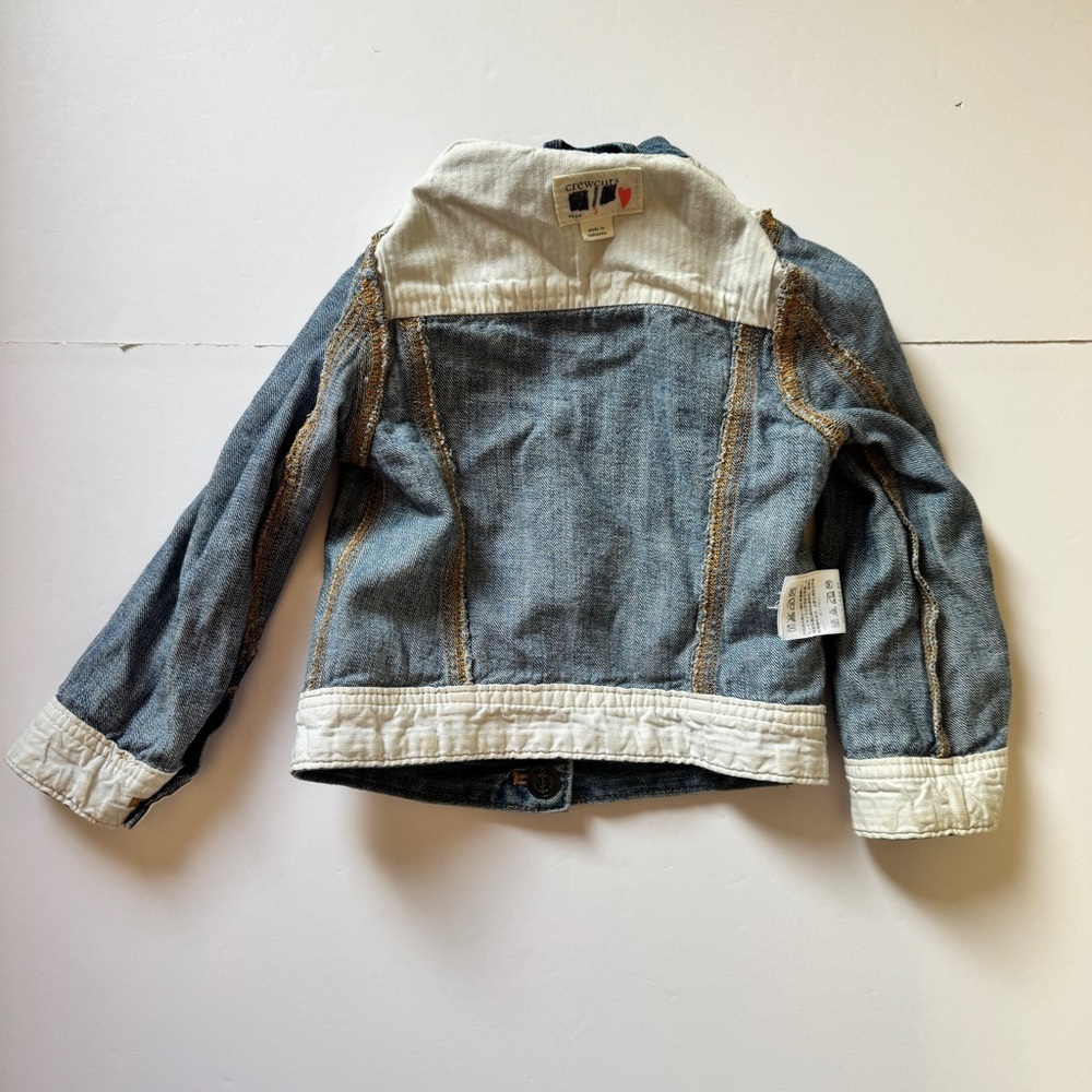 Crewcuts J.Crew Girls' Denim Jacket Medium Blue Wash Jean Coat Buttons Sz 3 - Picture 11 of 13
